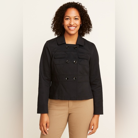 Ann Taylor Other - Ann Taylor Navy  Jacket Double Breasted Cotton Spandex Women’s Medium